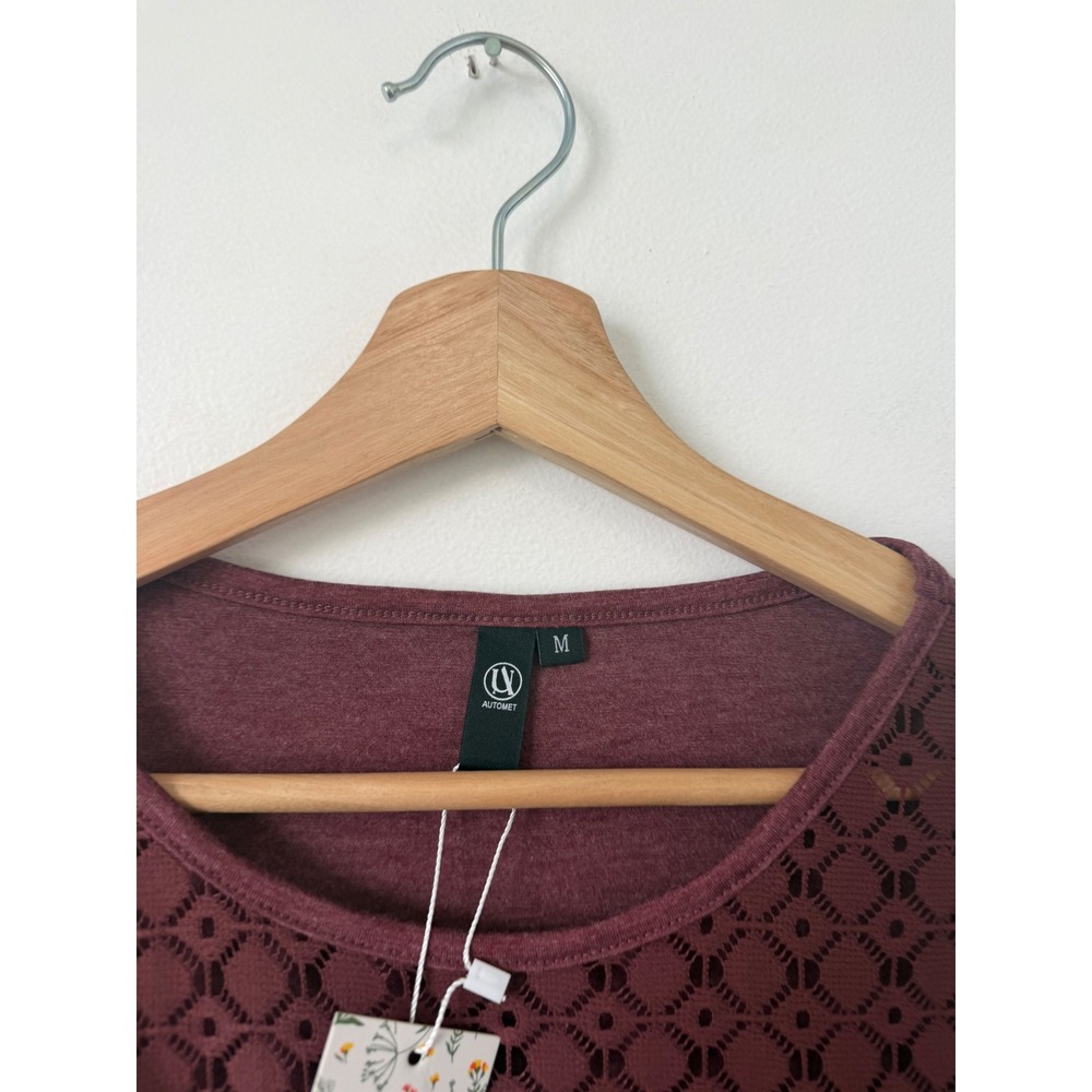 Automet Women's Quarter Sleeve Lace Top – Maroon – Size Medium – NWT - Picture 2 of 4